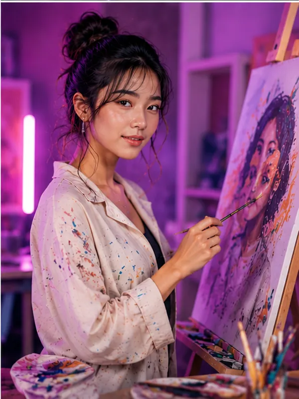 Digital artist selling and sharing artwork with fans on her Checkmoi creator page