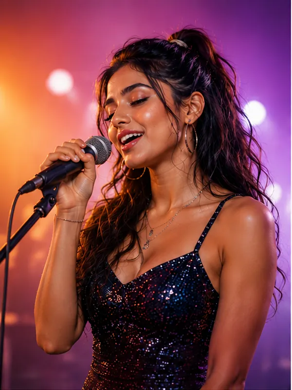 Singer performing live to fans on her Checkmoi creator page